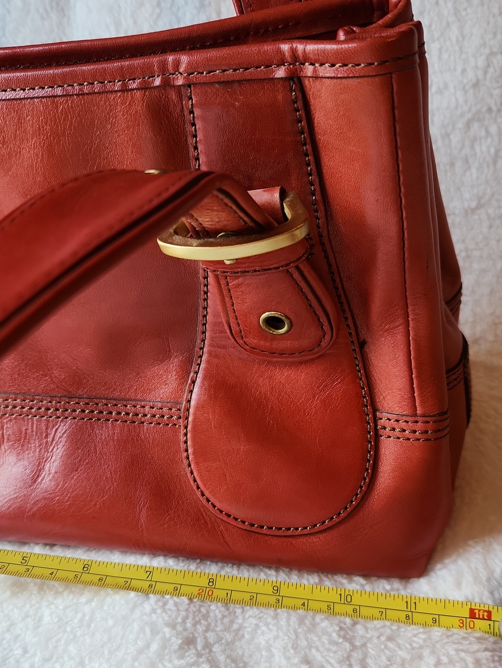 Vintage MAXX NEW YORK, Red Glossy, Red Cow Leather Y2K, 90s , Hand Bag - Picture 13 of 15